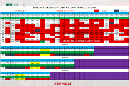 Bảng giá Icon40 Hạ Long ngày 22/05/2023