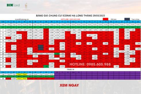 Bảng giá Icon40 Hạ Long ngày 29/05/2023