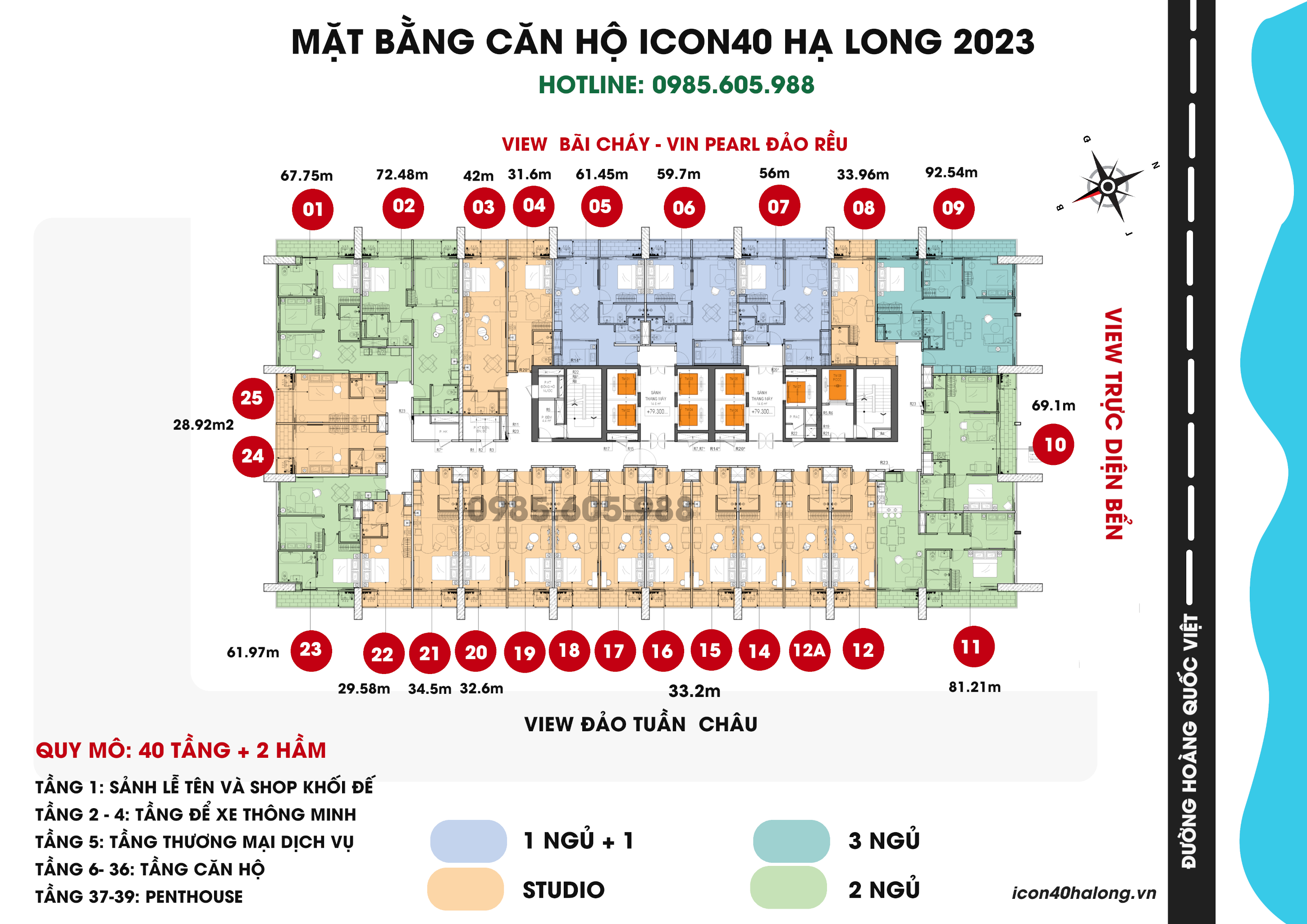 Mặt bằng căn hộ Icon 40 Hạ Long Mới nhất